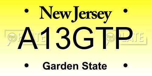 A13GTP New Jersey License Plate
