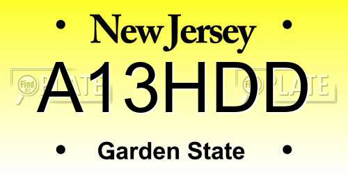 A13HDD New Jersey License Plate