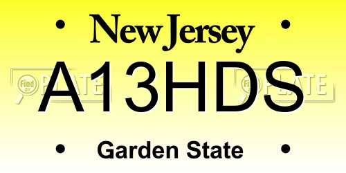A13HDS New Jersey License Plate