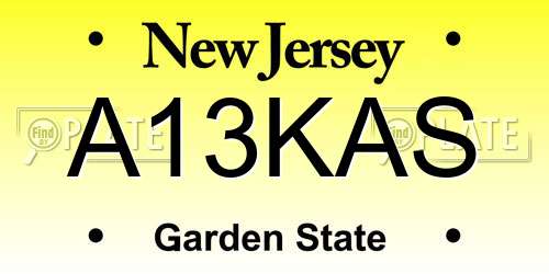 A13KAS New Jersey License Plate