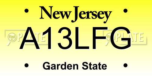 A13LFG New Jersey License Plate