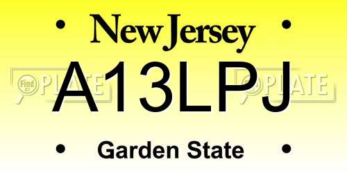 A13LPJ New Jersey License Plate