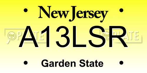 A13LSR New Jersey License Plate