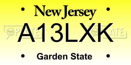 A13LXK New Jersey License Plate