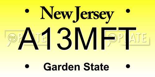 A13MFT New Jersey License Plate