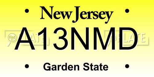 A13NMD New Jersey License Plate