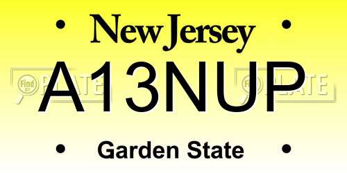 A13NUP New Jersey License Plate