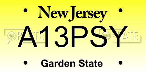 A13PSY New Jersey License Plate