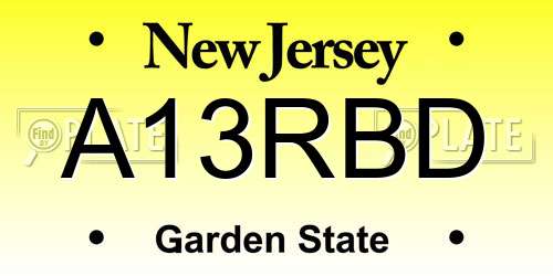 A13RBD New Jersey License Plate