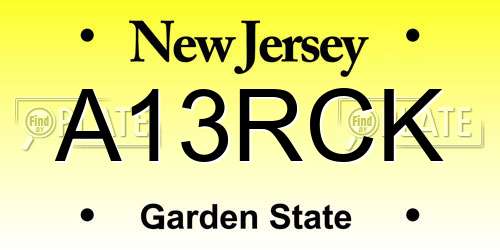 A13RCK New Jersey License Plate