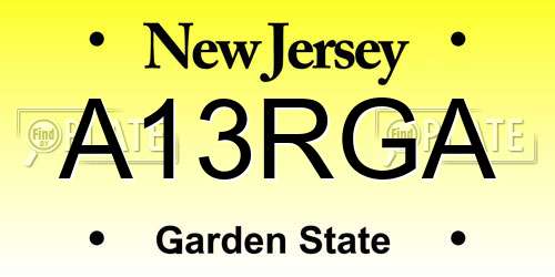 A13RGA New Jersey License Plate