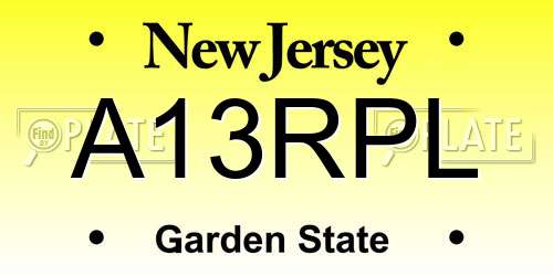 A13RPL New Jersey License Plate