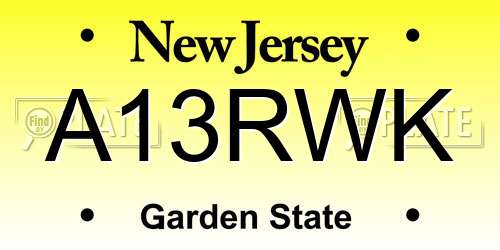 A13RWK New Jersey License Plate