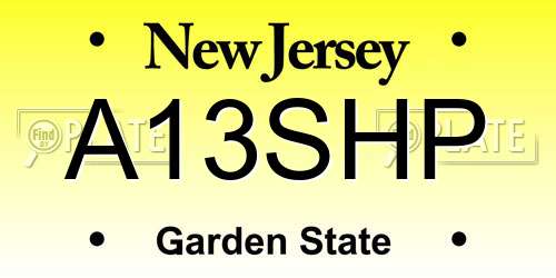 A13SHP New Jersey License Plate