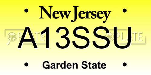A13SSU New Jersey License Plate