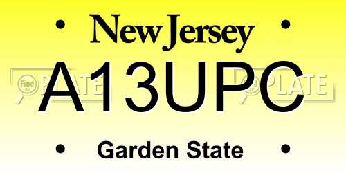 A13UPC New Jersey License Plate