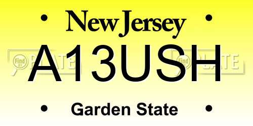 A13USH New Jersey License Plate