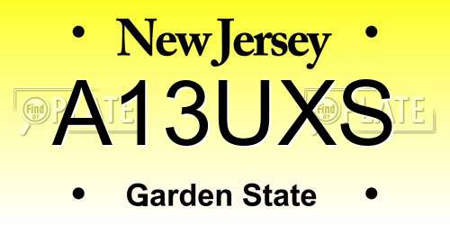 A13UXS New Jersey License Plate