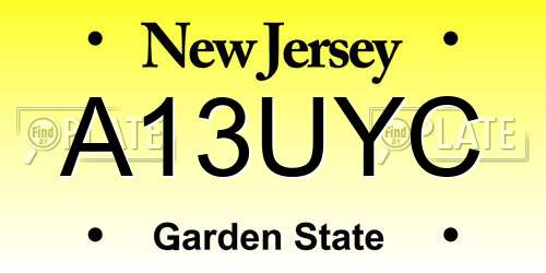 A13UYC New Jersey License Plate