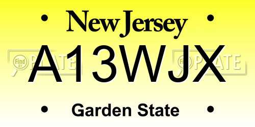 A13WJX New Jersey License Plate