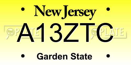 A13ZTC New Jersey License Plate