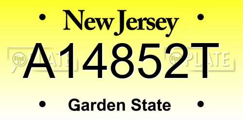 A14852T New Jersey License Plate