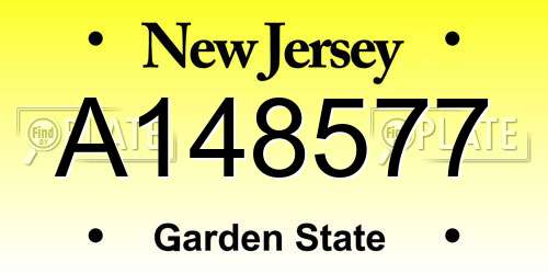 A148577 New Jersey License Plate
