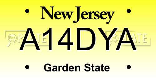 A14DYA New Jersey License Plate