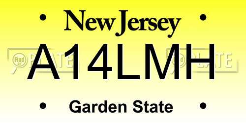 A14LMH New Jersey License Plate