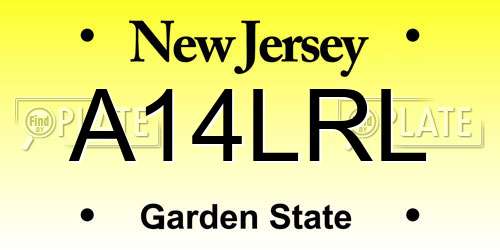 A14LRL New Jersey License Plate