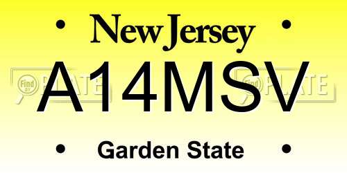 A14MSV New Jersey License Plate