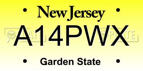 A14PWX New Jersey License Plate
