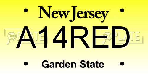 A14RED New Jersey License Plate