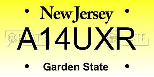 A14UXR New Jersey License Plate