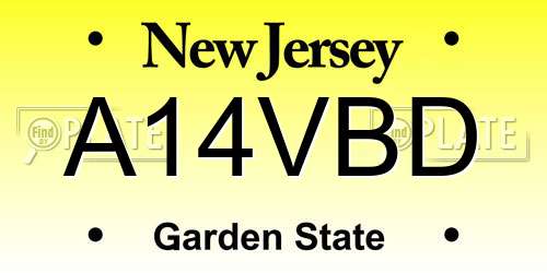 A14VBD New Jersey License Plate
