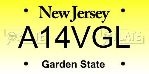 A14VGL New Jersey License Plate