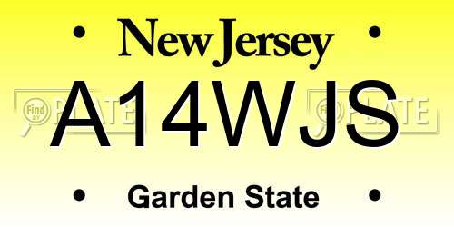 A14WJS New Jersey License Plate