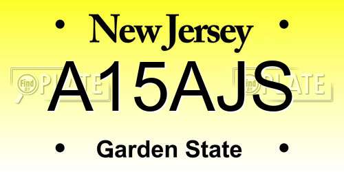 A15AJS New Jersey License Plate