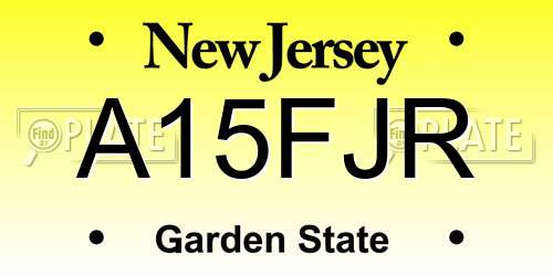 A15FJR New Jersey License Plate