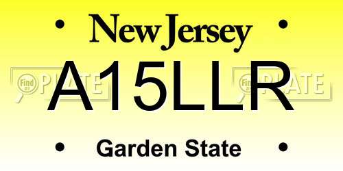 A15LLR New Jersey License Plate
