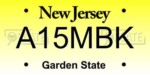 A15MBK New Jersey License Plate