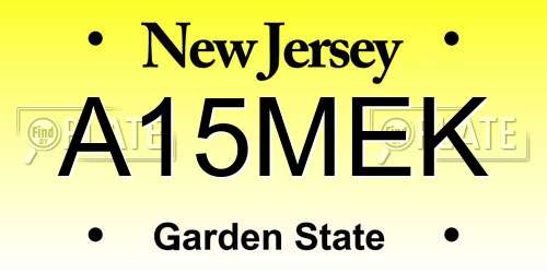 A15MEK New Jersey License Plate