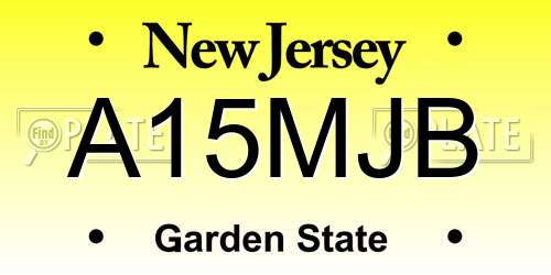 A15MJB New Jersey License Plate
