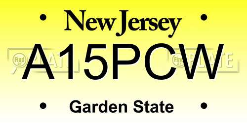 A15PCW New Jersey License Plate