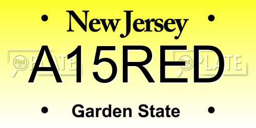 A15RED New Jersey License Plate