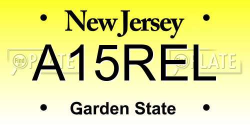 A15REL New Jersey License Plate