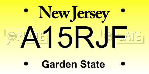 A15RJF New Jersey License Plate