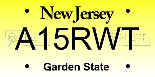 A15RWT New Jersey License Plate