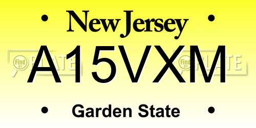 A15VXM New Jersey License Plate