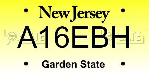 A16EBH New Jersey License Plate
